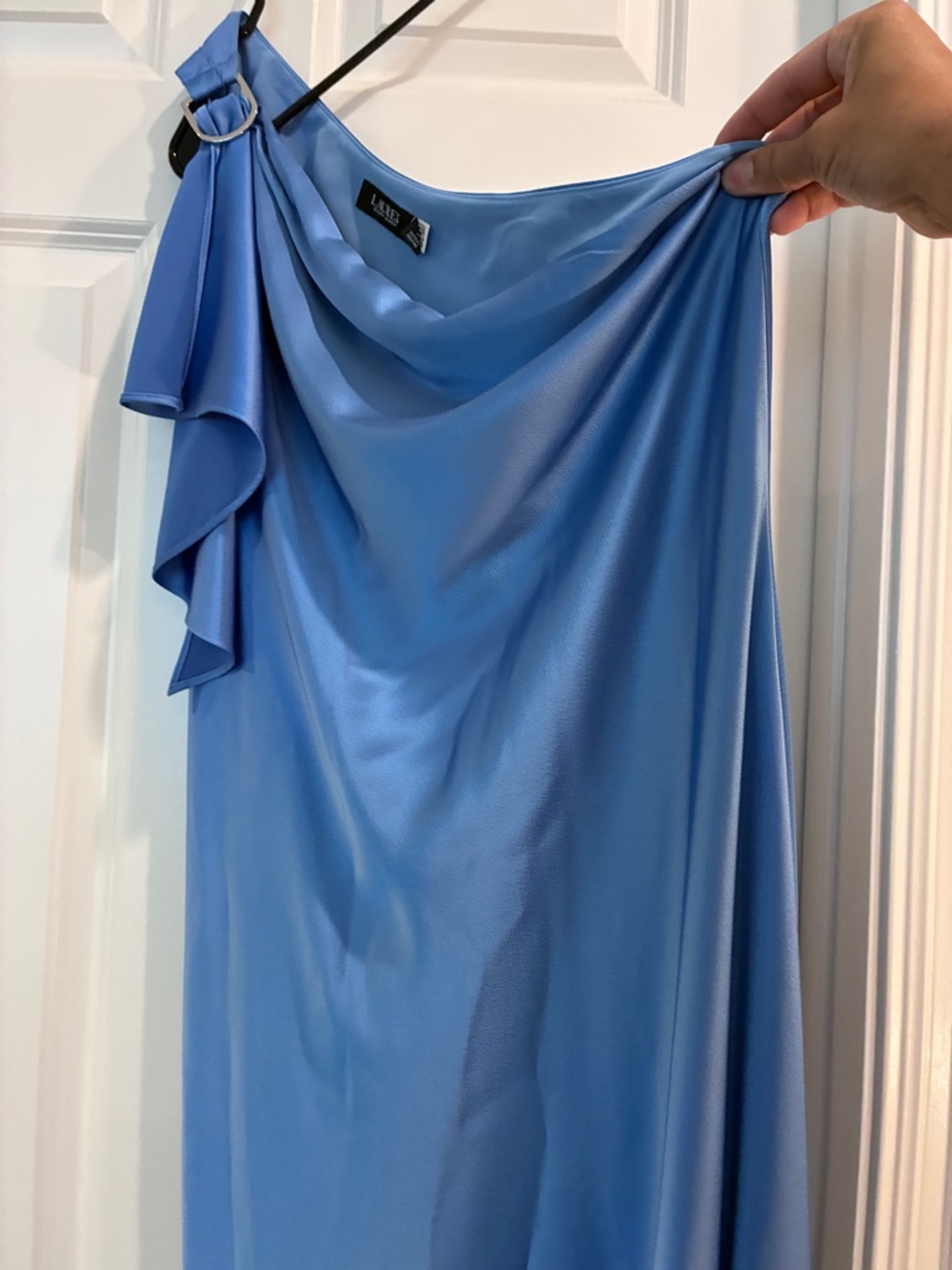 Ralph Lauren Sky Blue One-Shoulder Maxi Formal Lined Dress